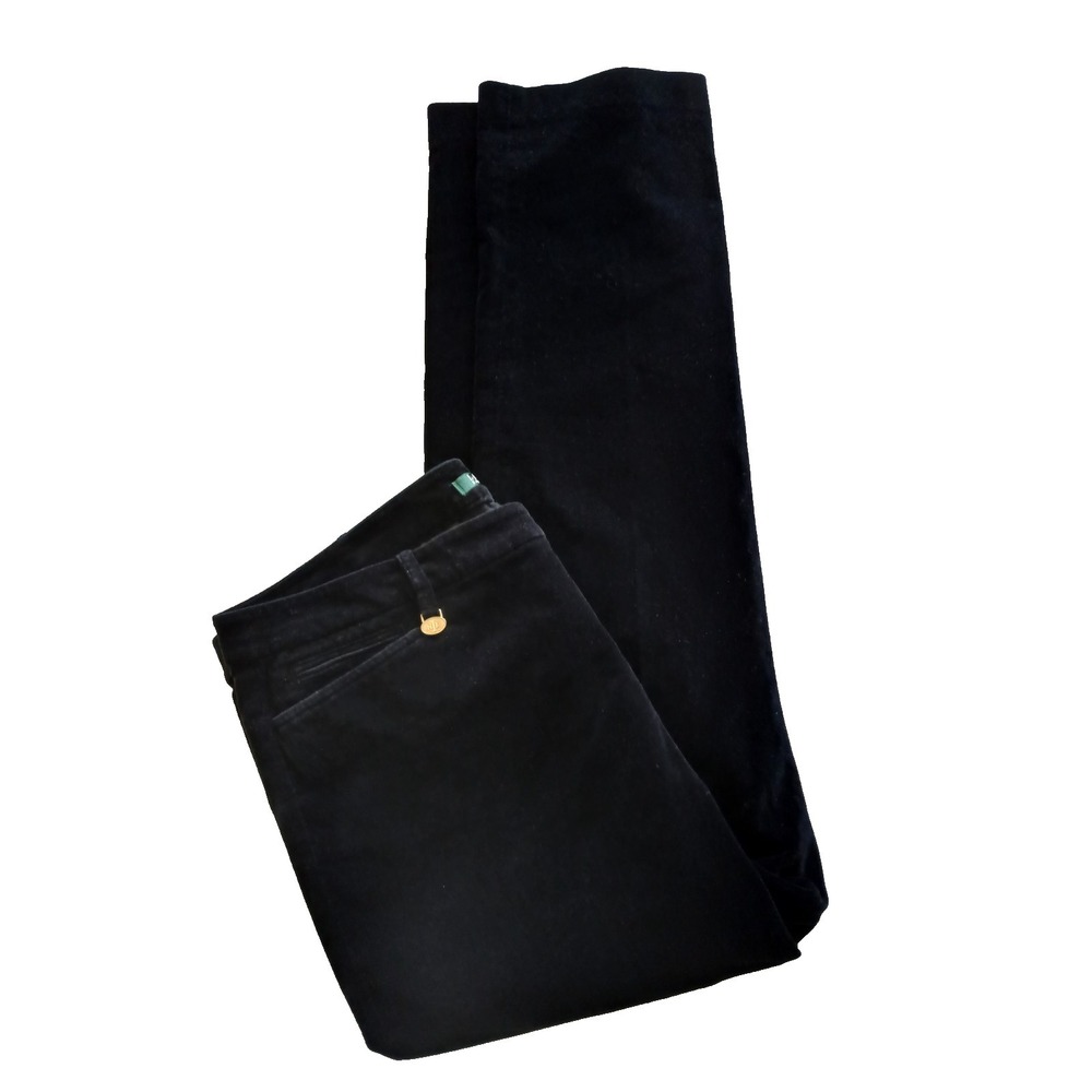 Lauren Ralph Lauren Black Velvet Straight Leg Pants Women's Size 12 (W34 L29.5)
